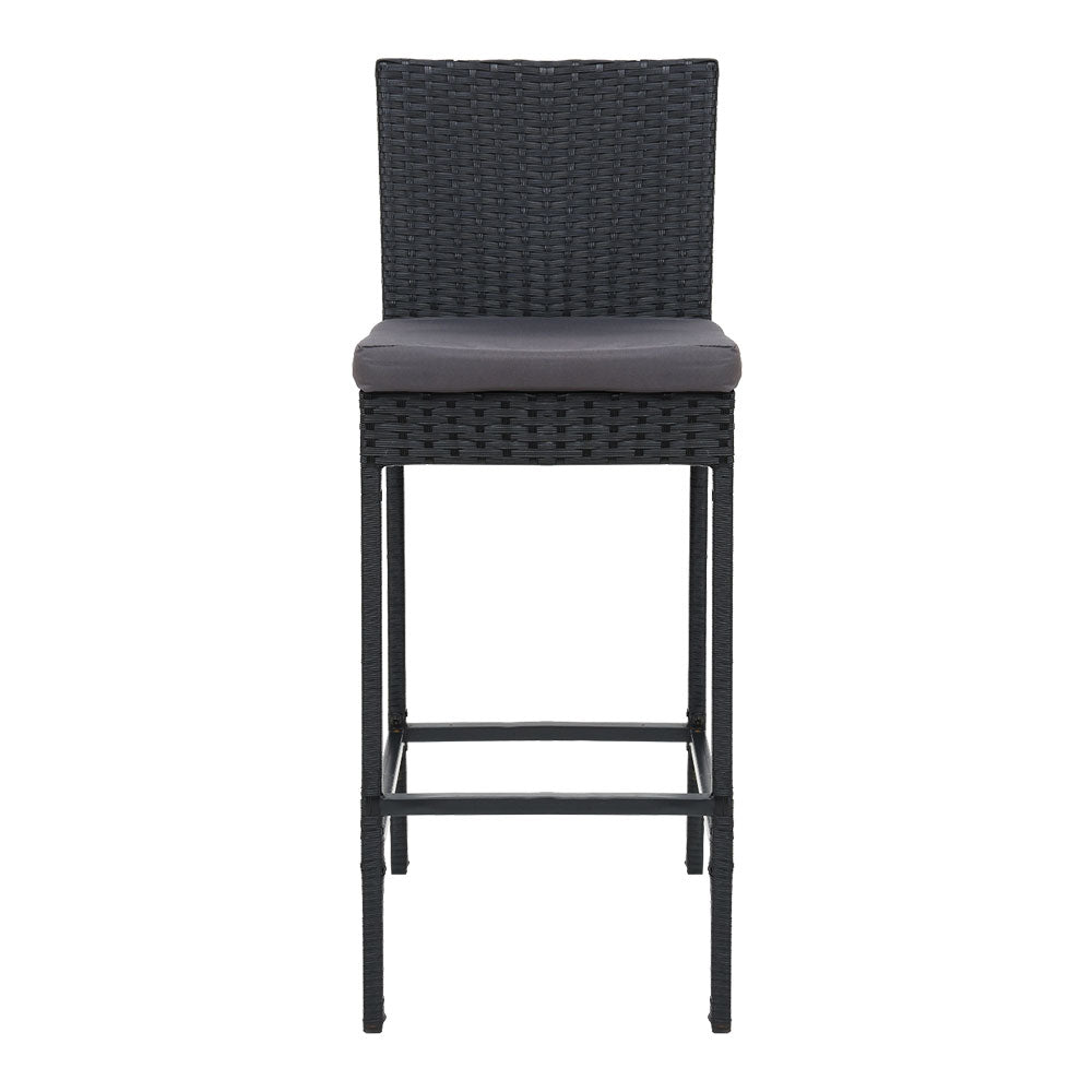 Set of 4 Outdoor Wicker Bar Stool Dining Chairs - Black Homecoze