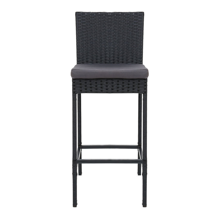 Set of 4 Outdoor Wicker Bar Stool Dining Chairs - Black Homecoze