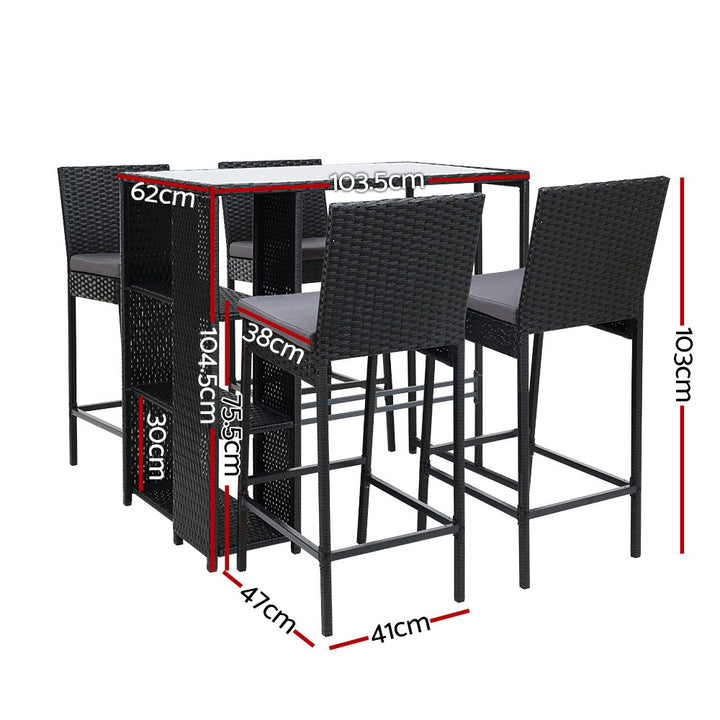 Outdoor Wicker Bar Table Dining Set - Black Homecoze