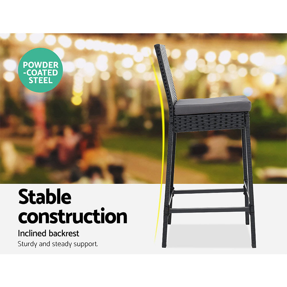 Outdoor Wicker Bar Table Dining Set - Black - Homecoze
