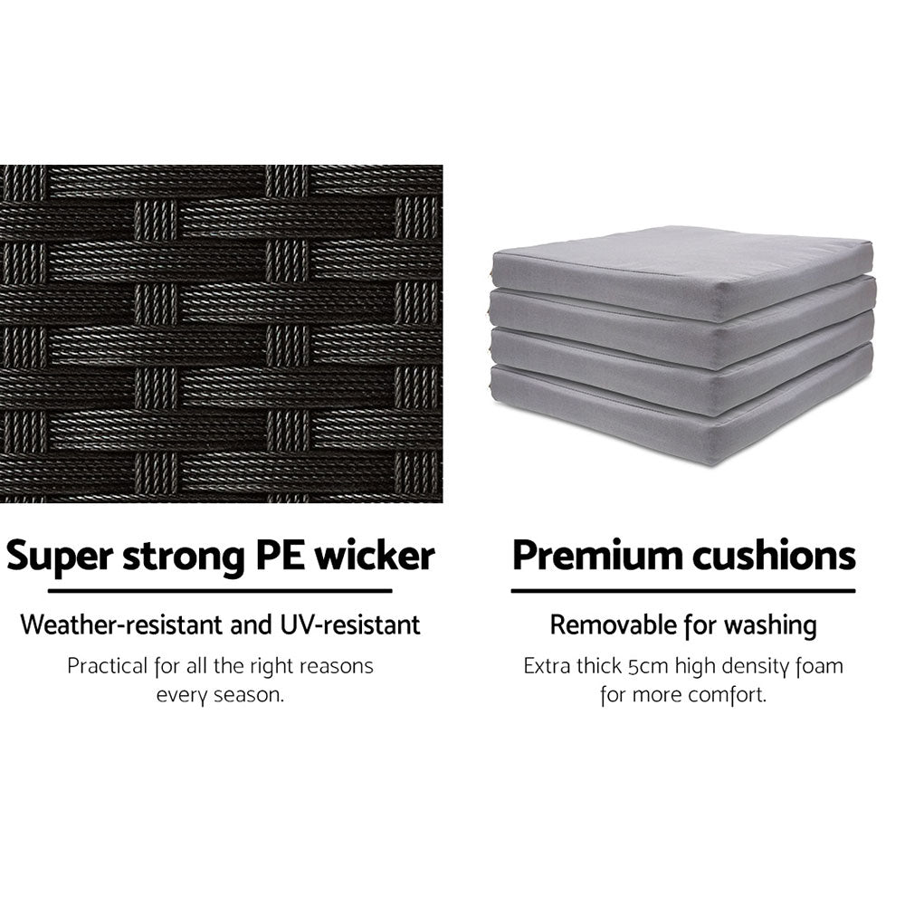 Outdoor Wicker Bar Table Dining Set - Black - Homecoze