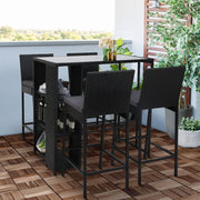 Outdoor Wicker Bar Table Dining Set - Black - Homecoze