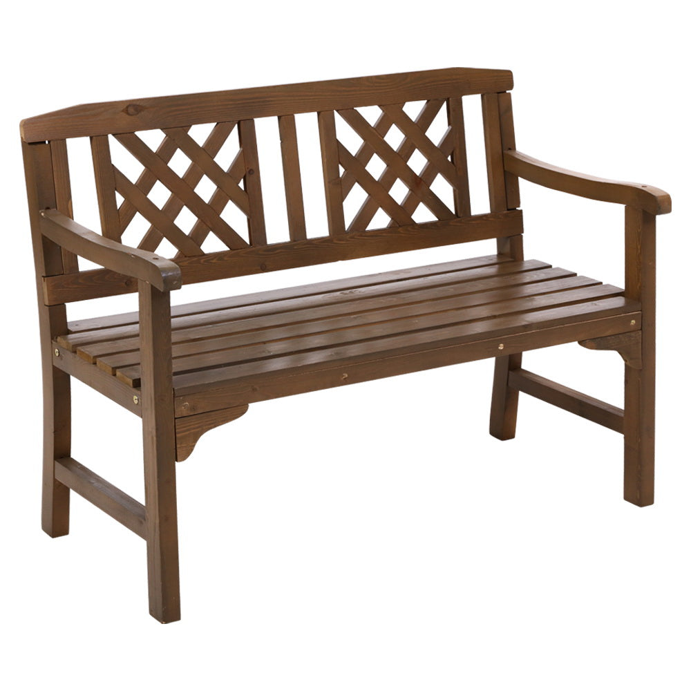 Wooden 2 Seater Garden Bench Chair - Brown - Homecoze