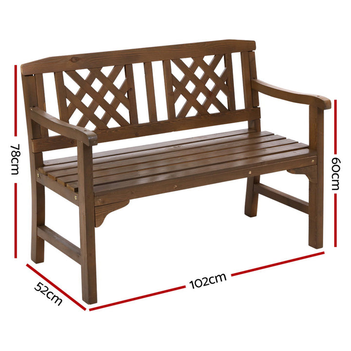 Wooden 2 Seater Garden Bench Chair - Brown Homecoze