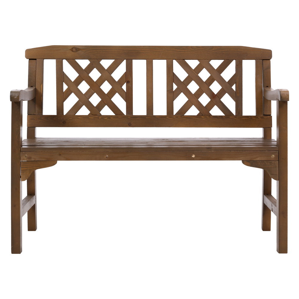Wooden 2 Seater Garden Bench Chair - Brown - Homecoze