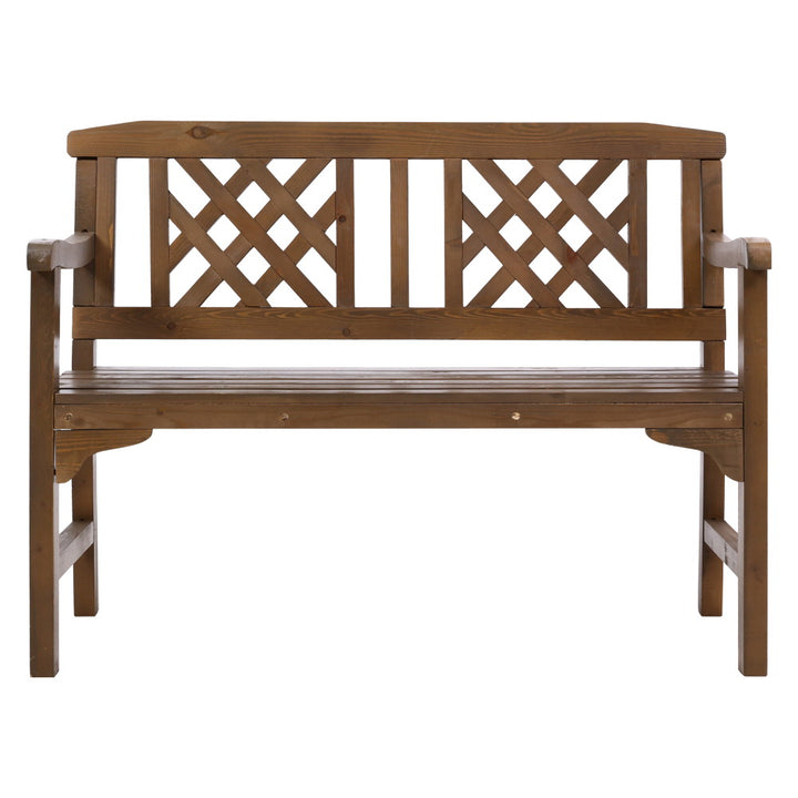 Wooden 2 Seater Garden Bench Chair - Brown Homecoze