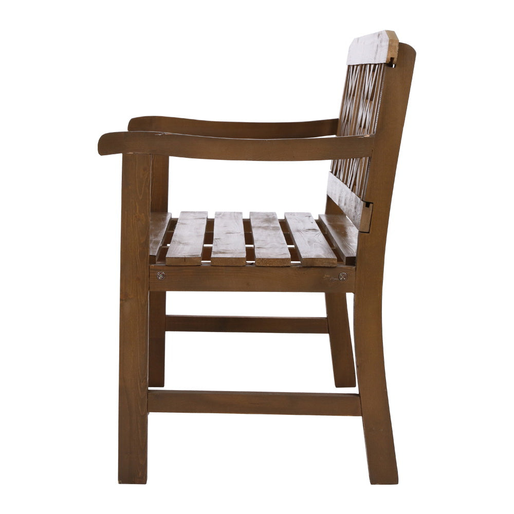 Wooden 2 Seater Garden Bench Chair - Brown - Homecoze