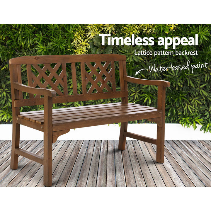 Wooden 2 Seater Garden Bench Chair - Brown Homecoze