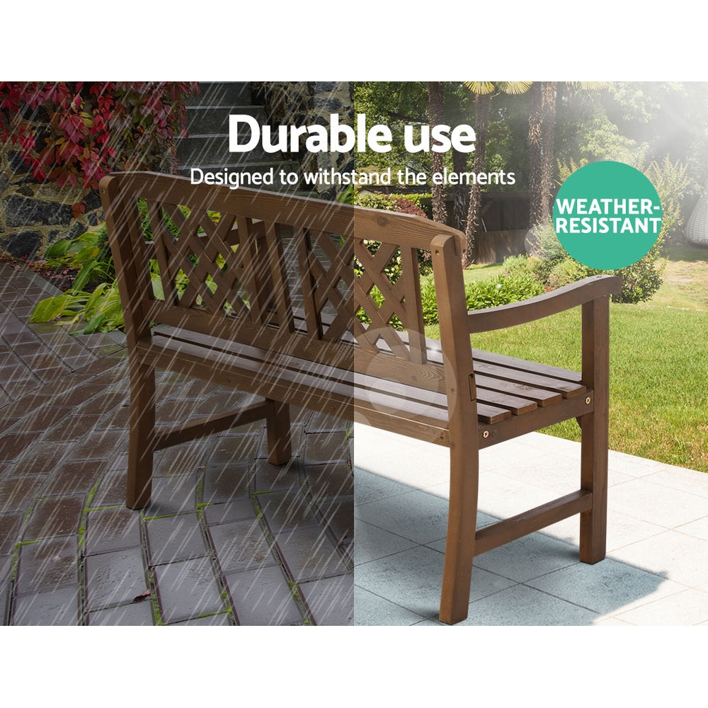 Wooden 2 Seater Garden Bench Chair - Brown - Homecoze