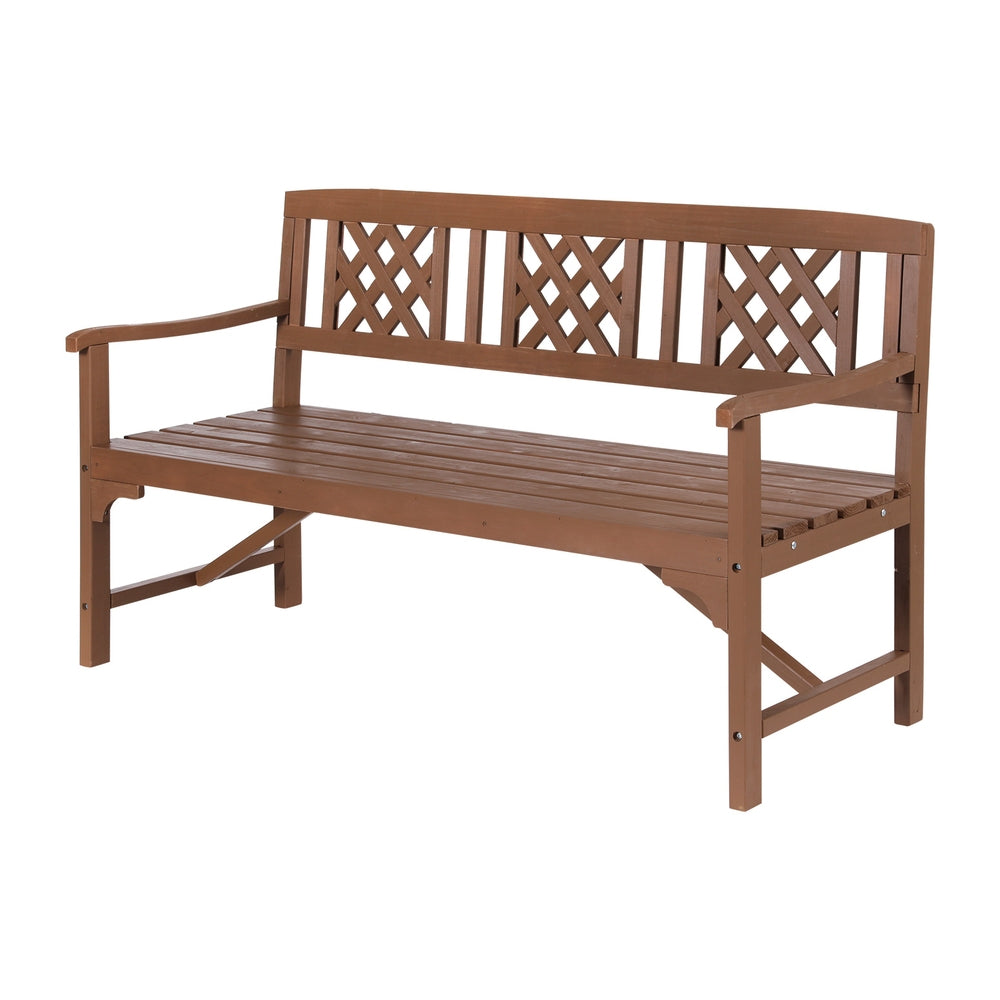 Wooden 3 Seater Garden Bench Chair - Light Brown - Homecoze