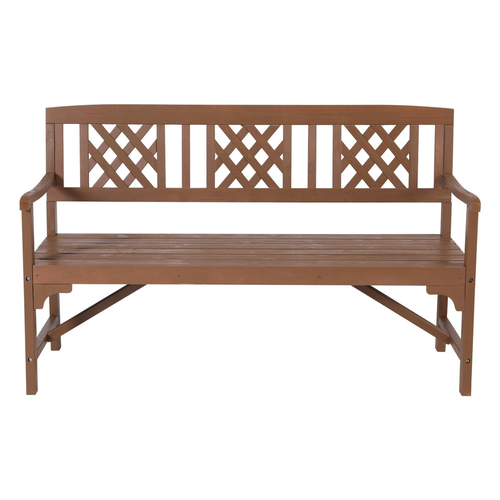 Wooden 3 Seater Garden Bench Chair - Light Brown - Homecoze