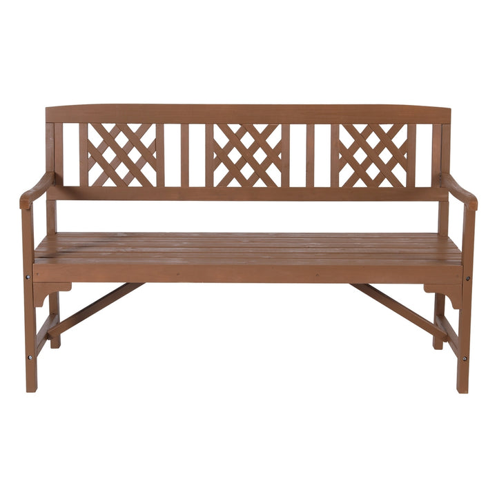 Wooden 3 Seater Garden Bench Chair - Light Brown Homecoze