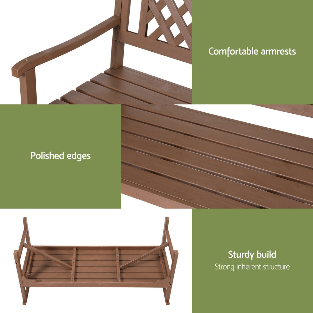 Wooden 3 Seater Garden Bench Chair - Light Brown - Homecoze
