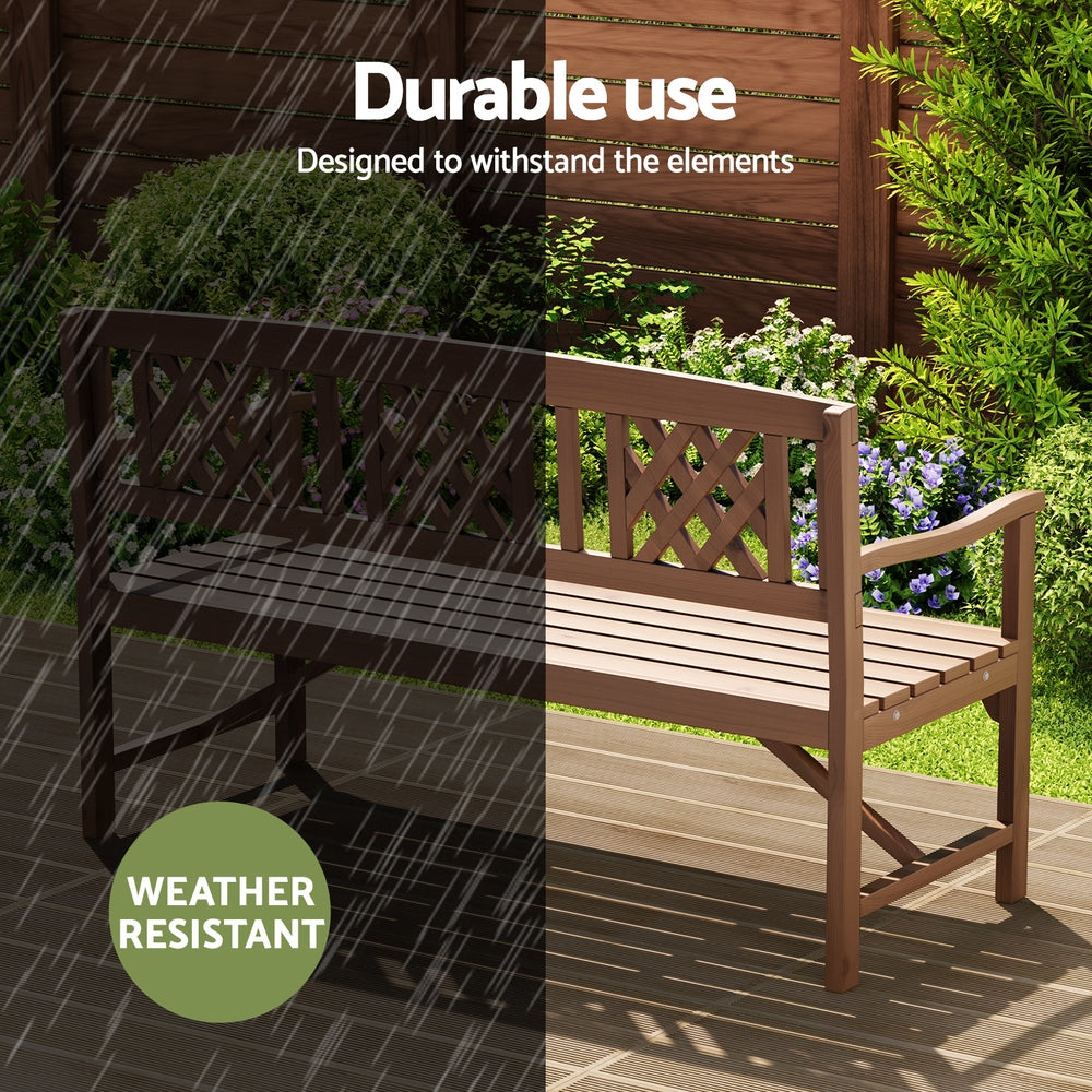 Wooden 3 Seater Garden Bench Chair - Light Brown - Homecoze