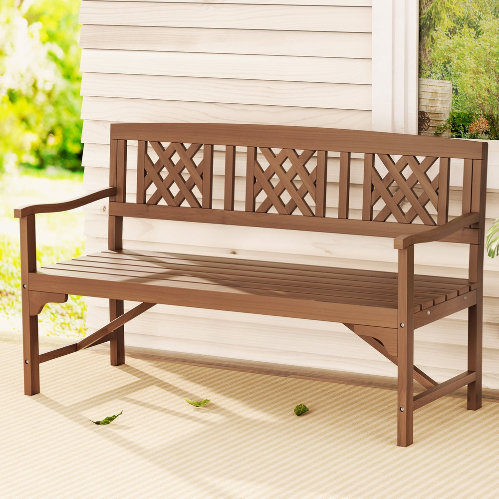 Wooden 3 Seater Garden Bench Chair - Light Brown - Homecoze