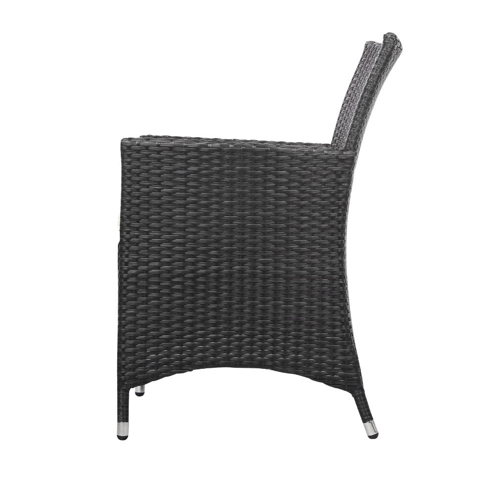 3 Piece Wicker Outdoor Bistro Table & Chair Set - Black Homecoze