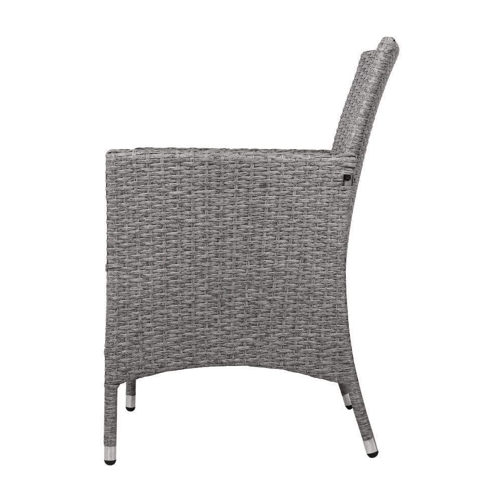 3PC Outdoor Wicker Bistro Set - Grey - Homecoze