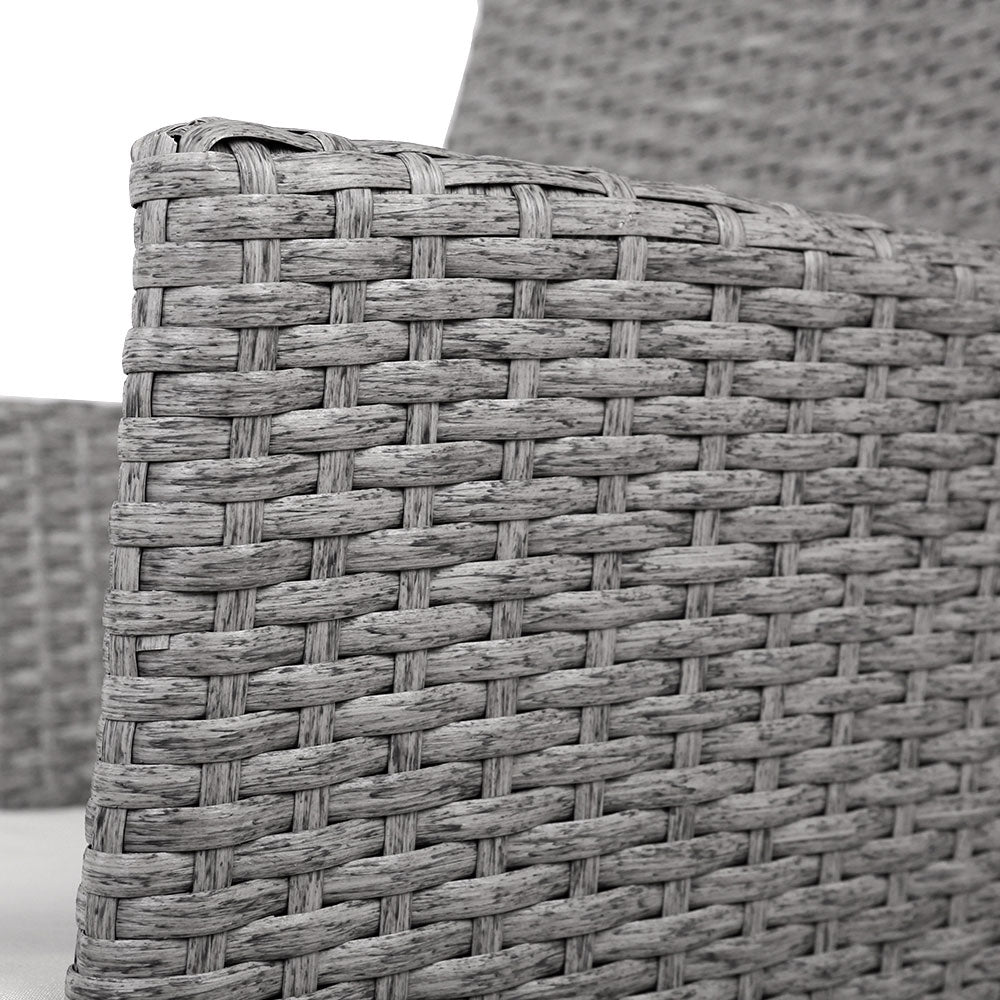 3PC Outdoor Wicker Bistro Set - Grey - Homecoze