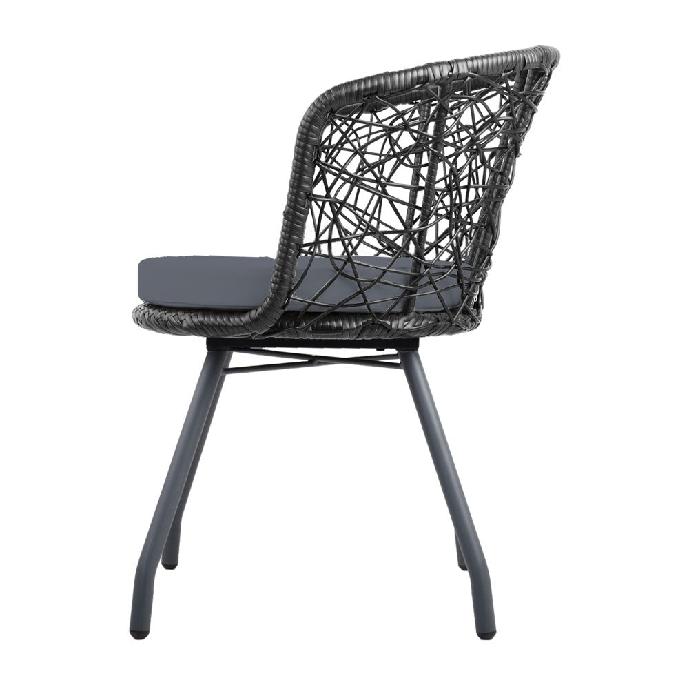 3 Piece Wicker Outdoor Bistro Set - Black - Homecoze