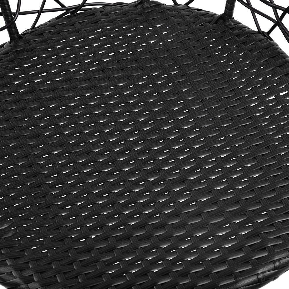3 Piece Wicker Outdoor Bistro Set - Black - Homecoze
