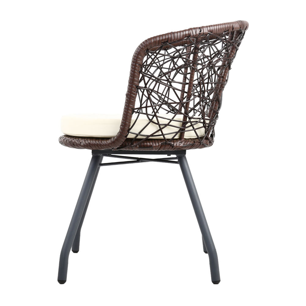 3 Piece Wicker Outdoor Bistro Set - Brown - Homecoze