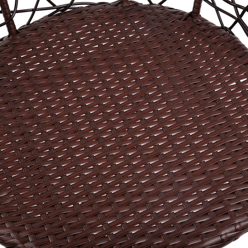 3 Piece Wicker Outdoor Bistro Set - Brown - Homecoze