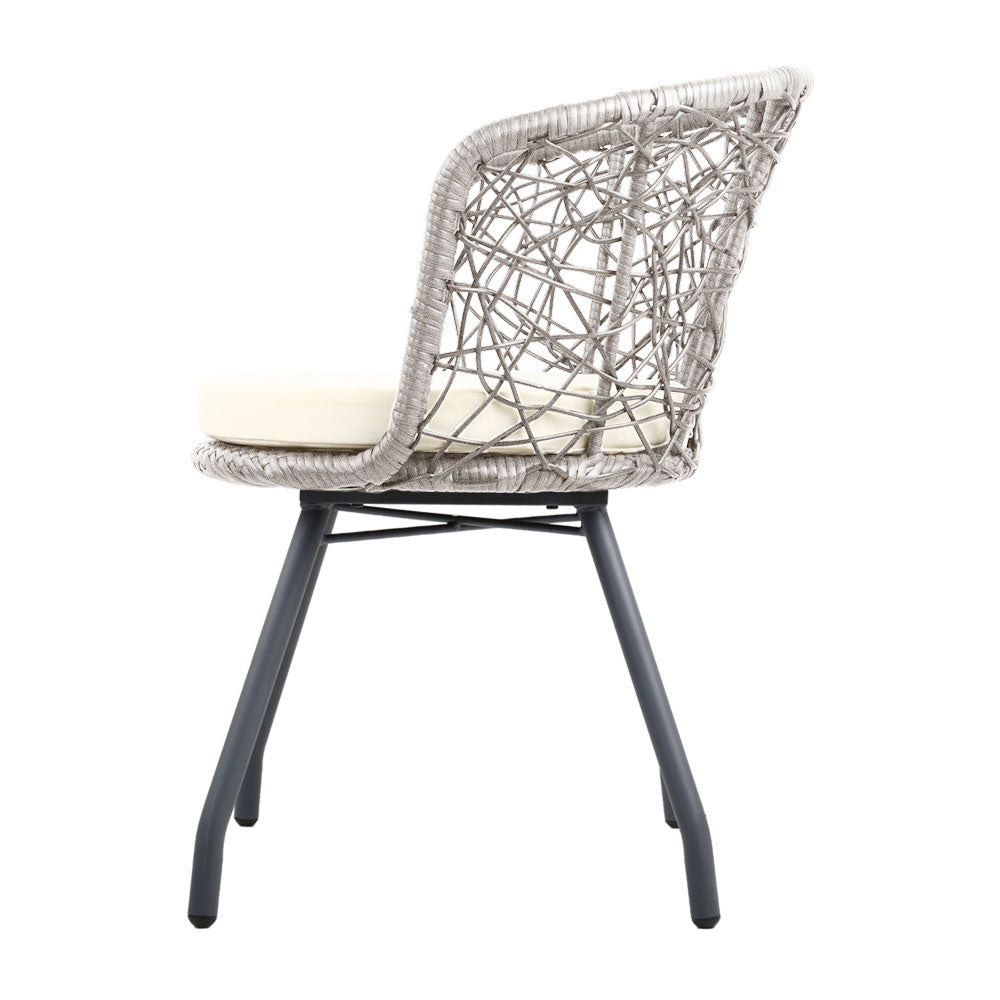 3 Piece Wicker Outdoor Bistro Set - Grey - Homecoze