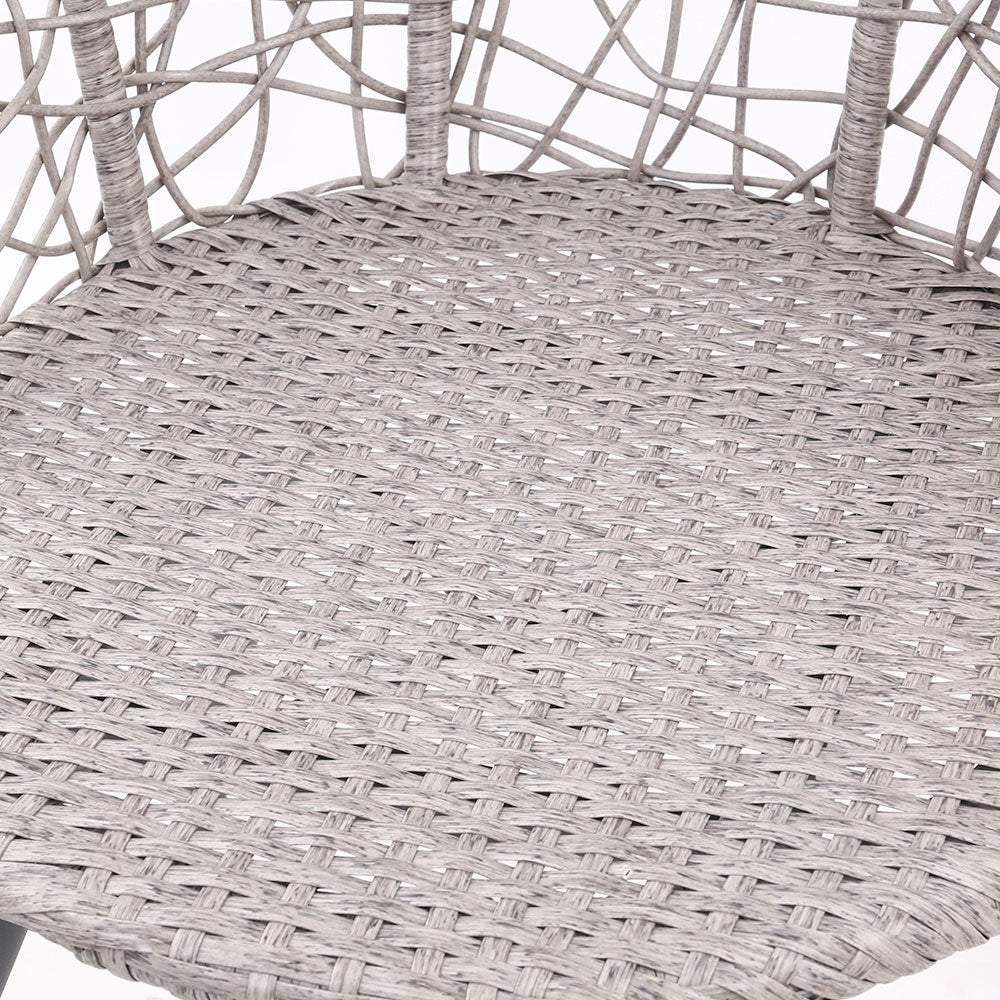 3 Piece Wicker Outdoor Bistro Set - Grey - Homecoze