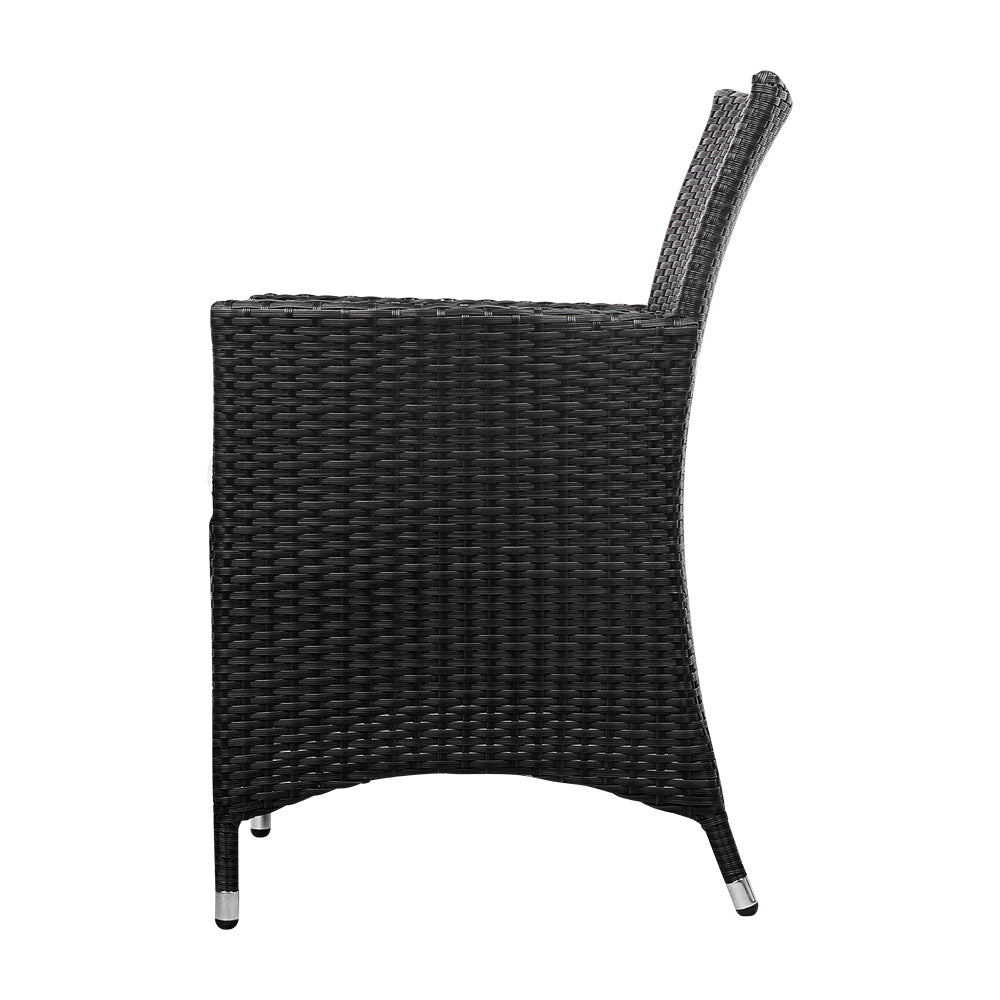 Set of 2 Wicker Outdoor Bistro Chairs - Black - Homecoze