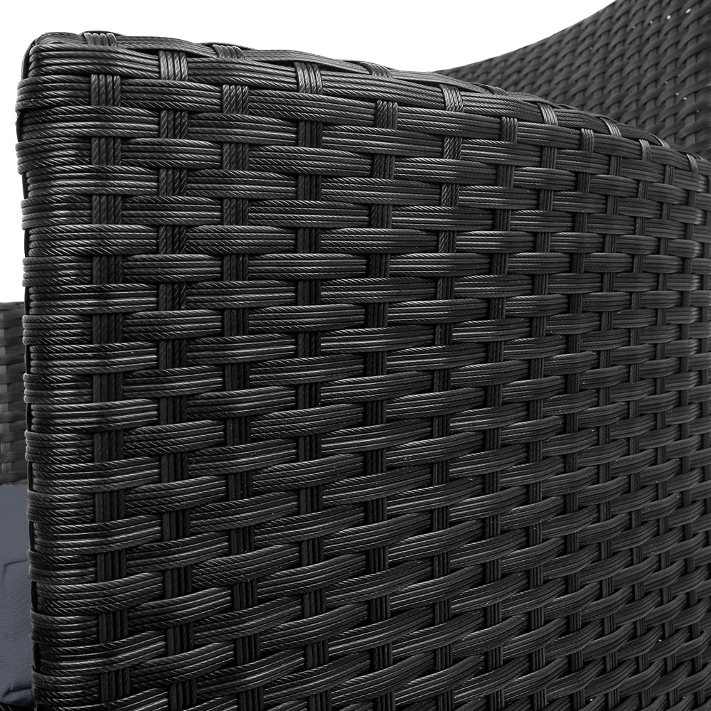 Set of 2 Wicker Outdoor Bistro Chairs - Black - Homecoze