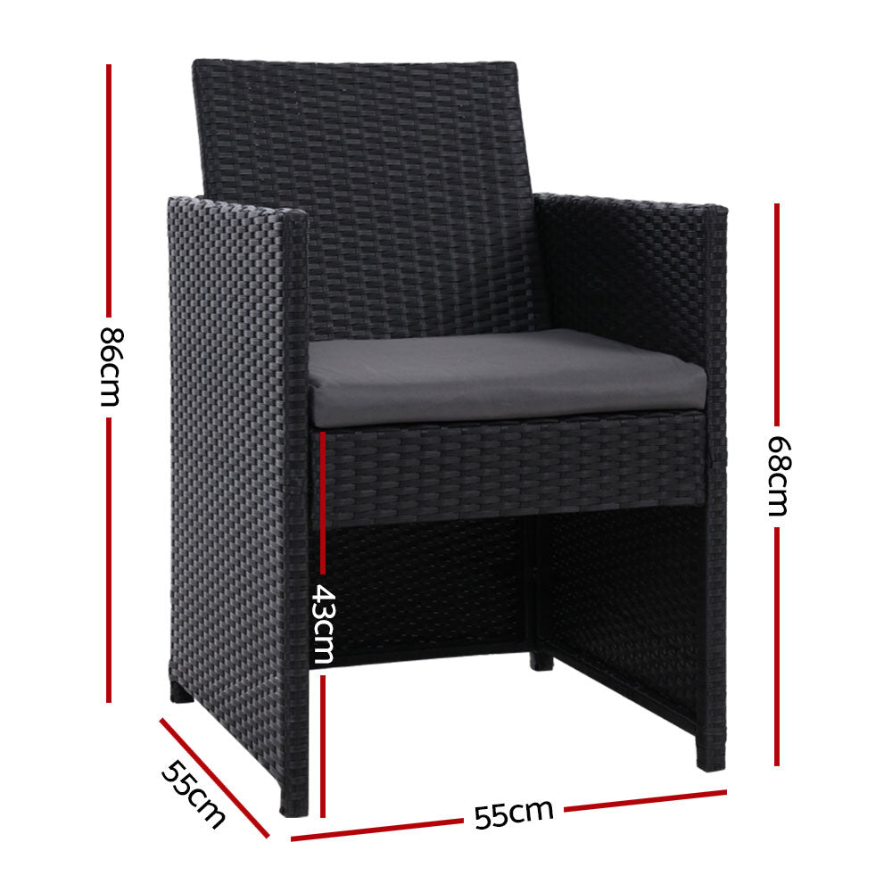 Set of 2 Outdoor Wicker Bistro Chairs Dining Patio Furniture Setting - Black Homecoze