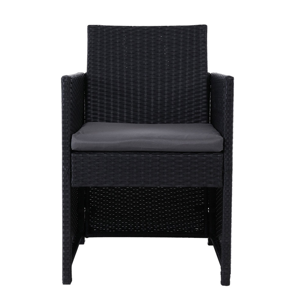 Set of 2 Outdoor Wicker Bistro Chairs Dining Patio Furniture Setting - Black Homecoze
