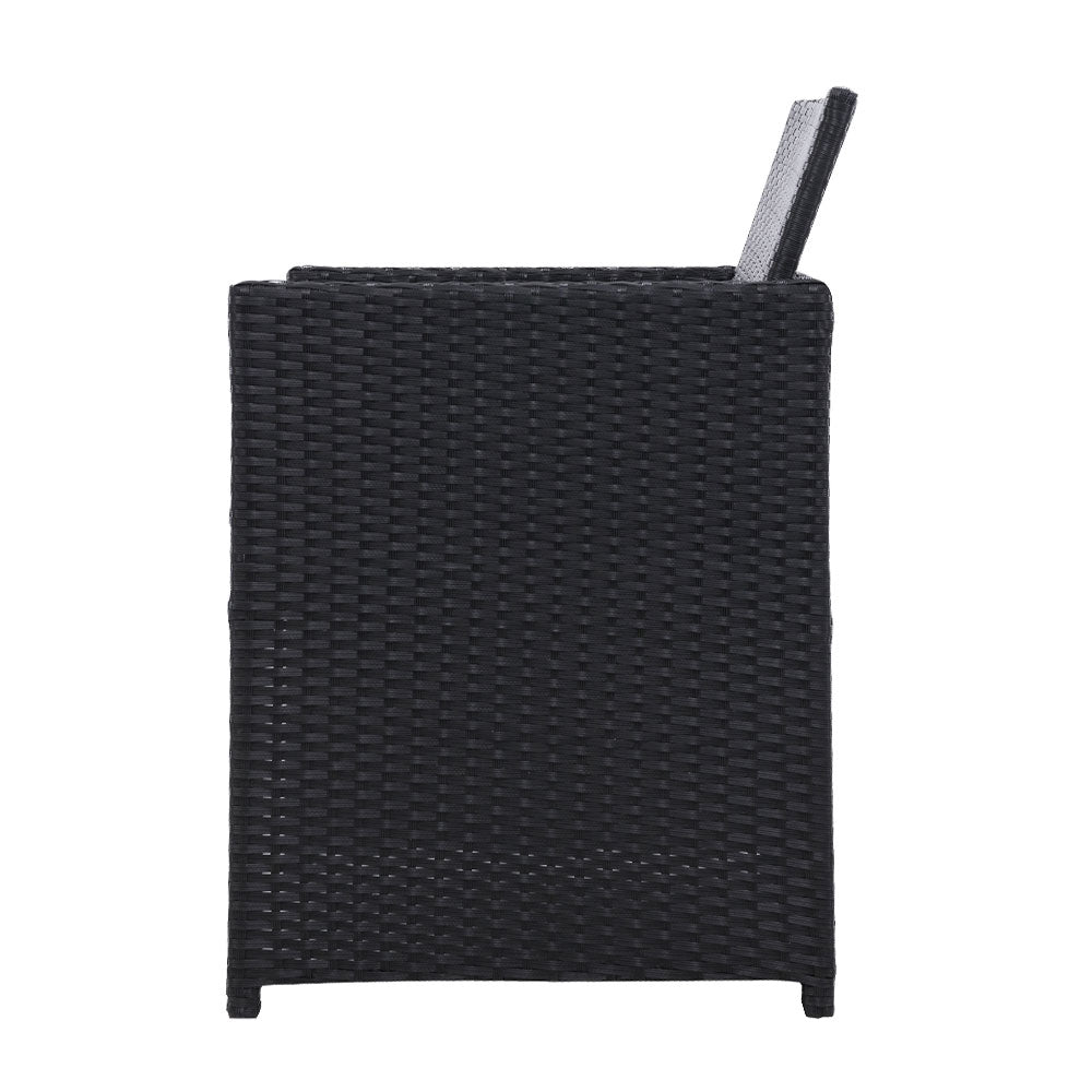 Set of 2 Outdoor Wicker Bistro Chairs Dining Patio Furniture Setting - Black Homecoze