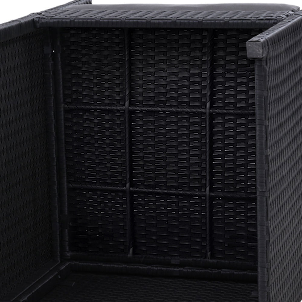 Set of 2 Outdoor Wicker Bistro Chairs Dining Patio Furniture Setting - Black Homecoze