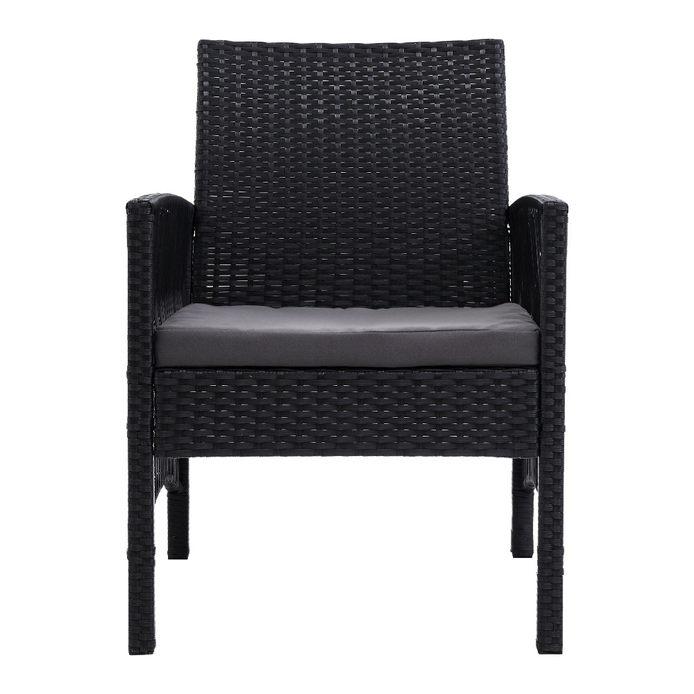Set of 2 Harp Style Wicker Outdoor Dining Chairs - Black - Homecoze
