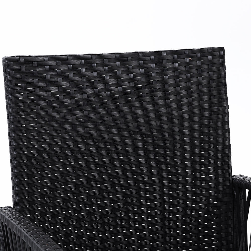 Set of 2 Harp Style Wicker Outdoor Dining Chairs - Black - Homecoze