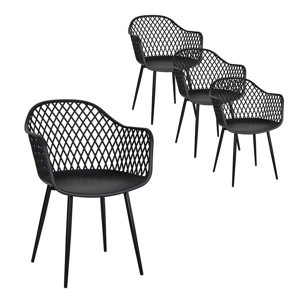 Sienna (Set of 4) Outdoor Dining Chairs - Black - Homecoze