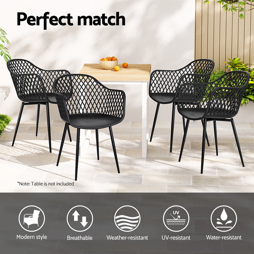 Sienna (Set of 4) Outdoor Dining Chairs - Black - Homecoze