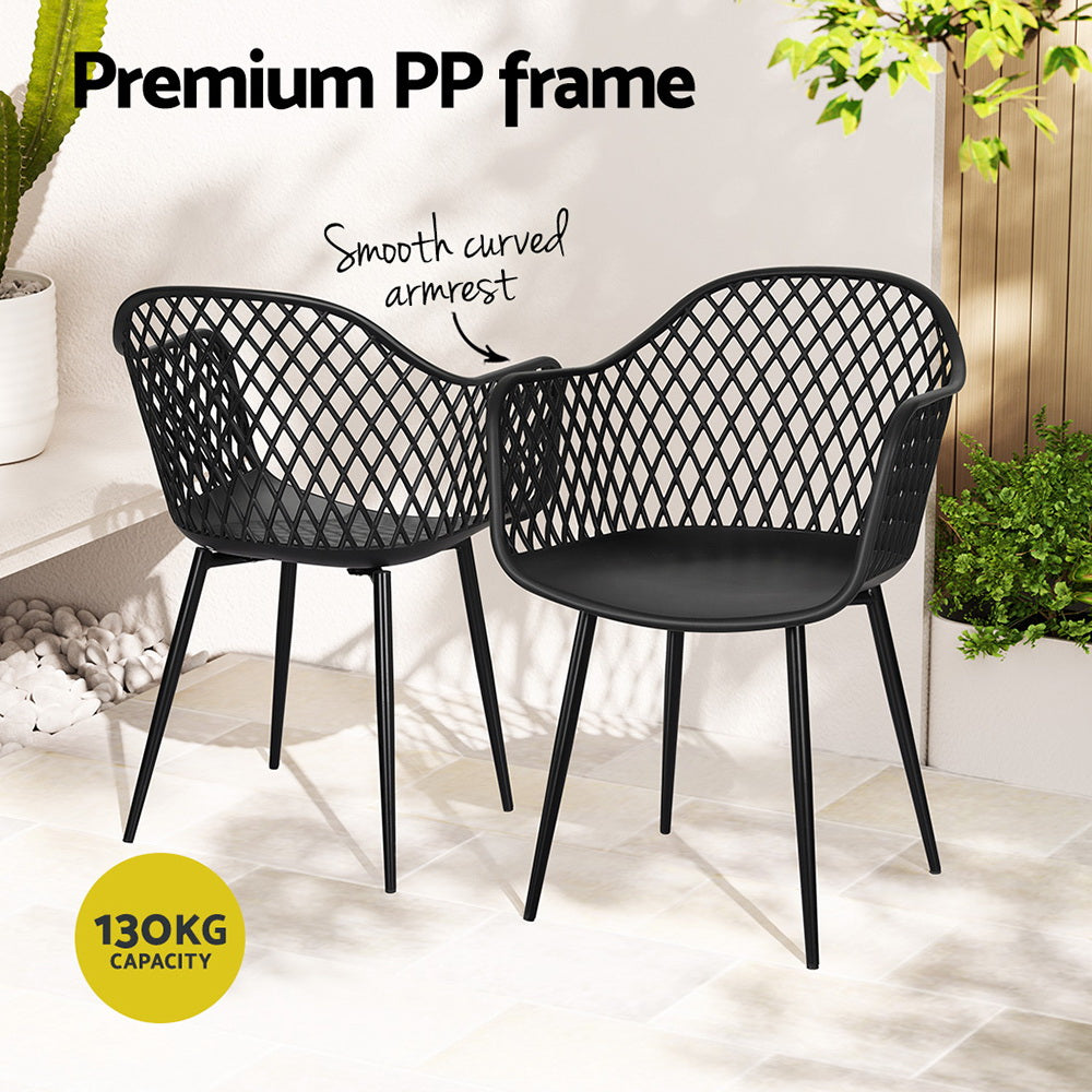 Sienna (Set of 4) Outdoor Dining Chairs - Black - Homecoze