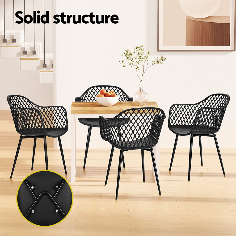 Sienna (Set of 4) Outdoor Dining Chairs - Black - Homecoze