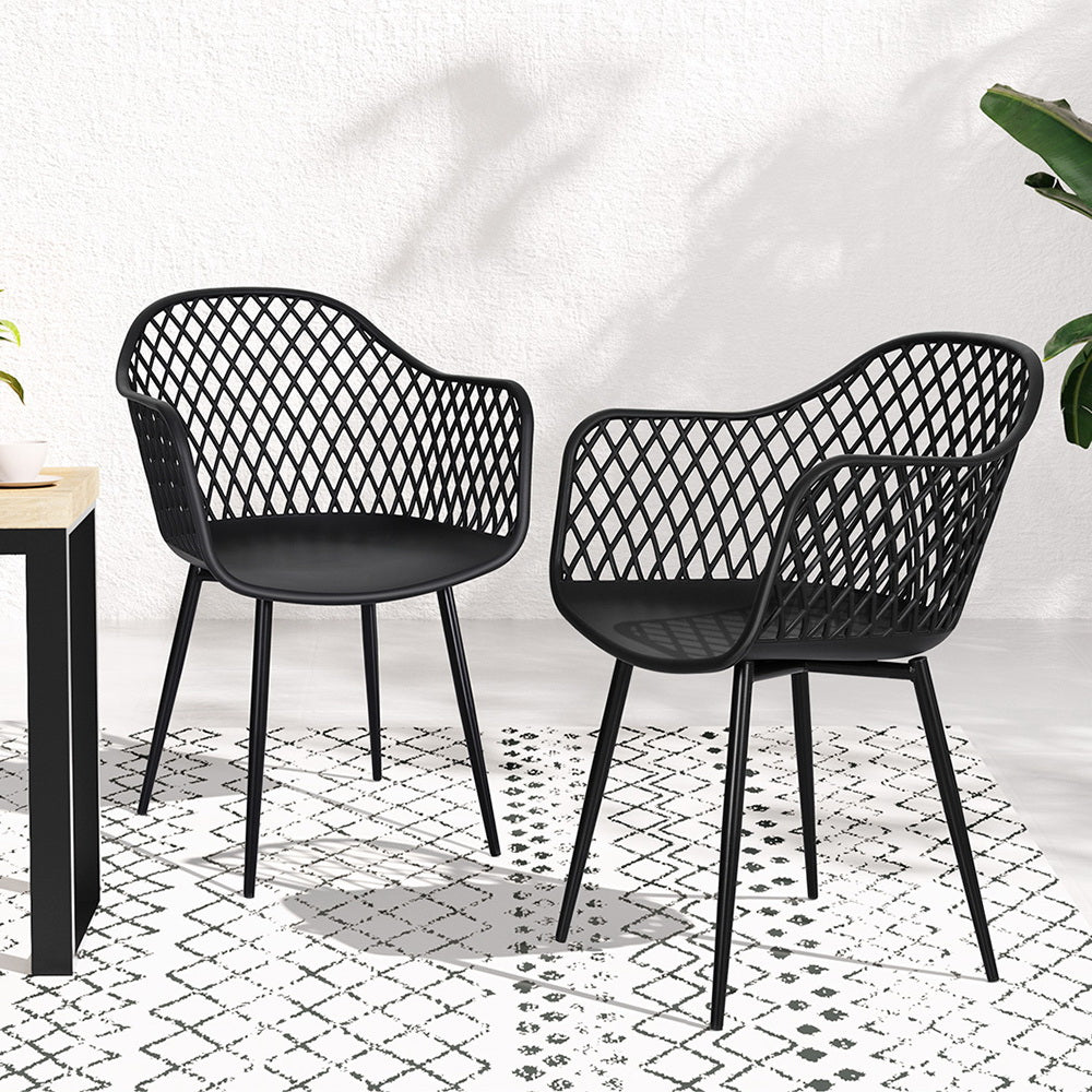Sienna (Set of 4) Outdoor Dining Chairs - Black - Homecoze