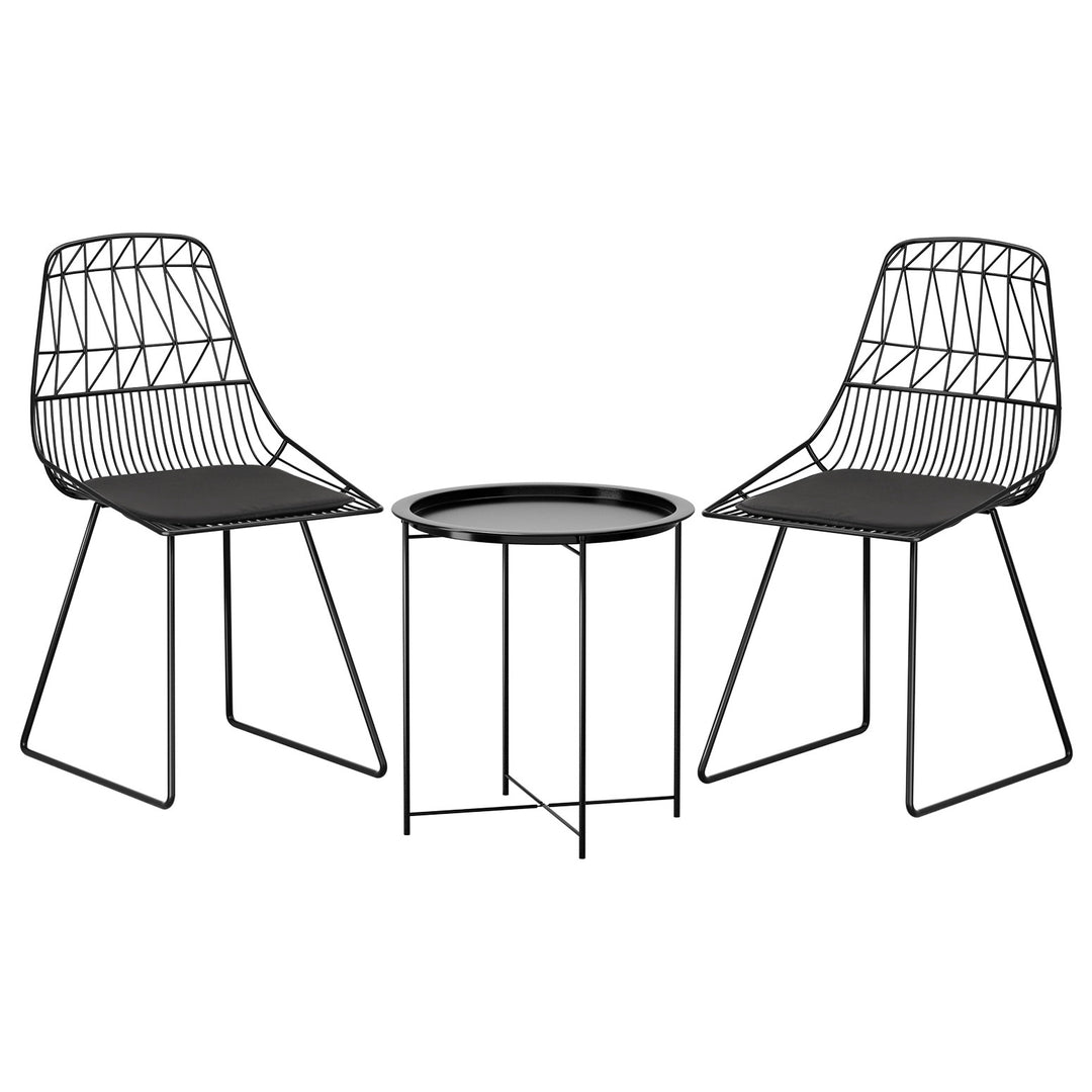 Ridge 3PC Outdoor Dining Chair & Side Table Set - Black