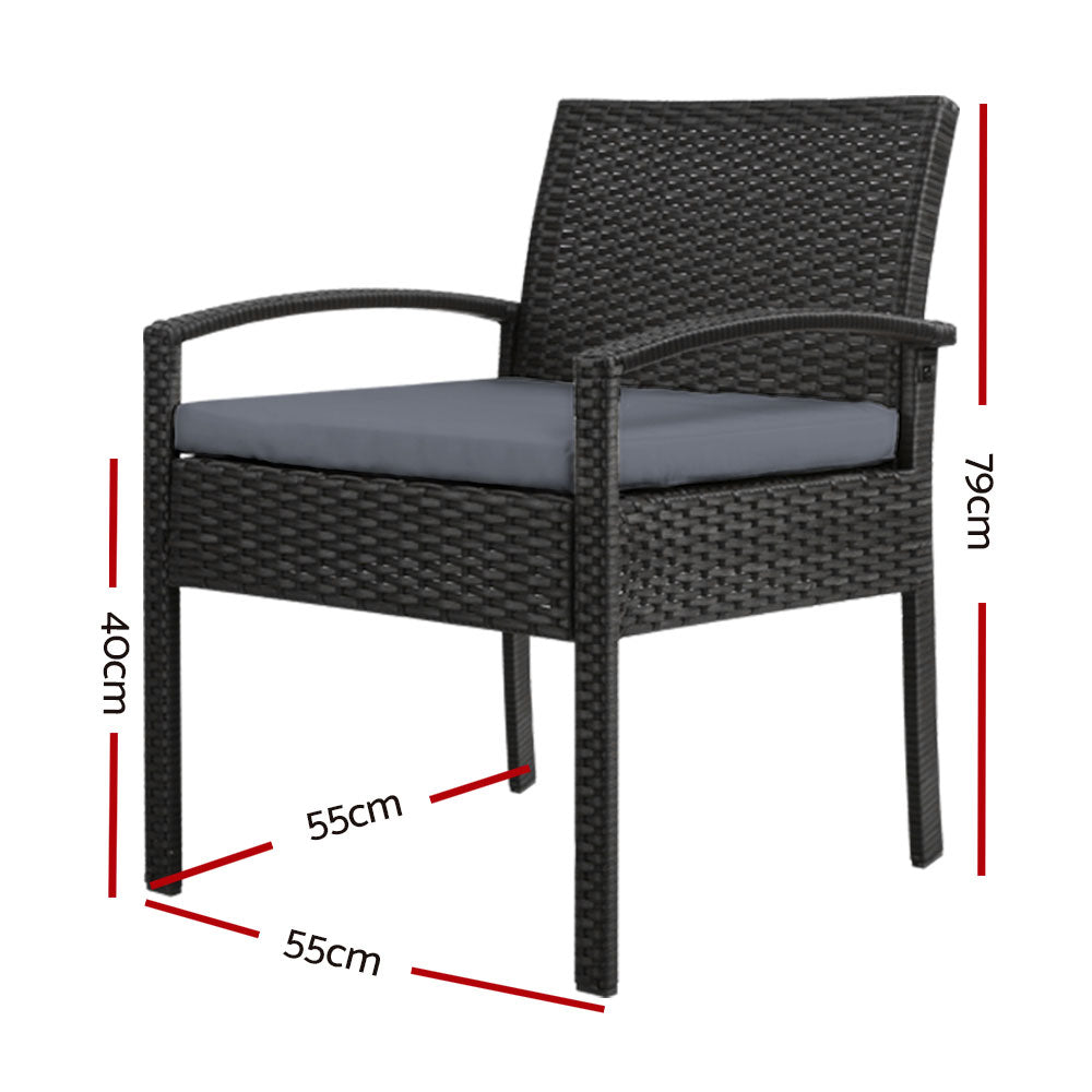 Outdoor Wicker Bistro Chair - Black - Homecoze
