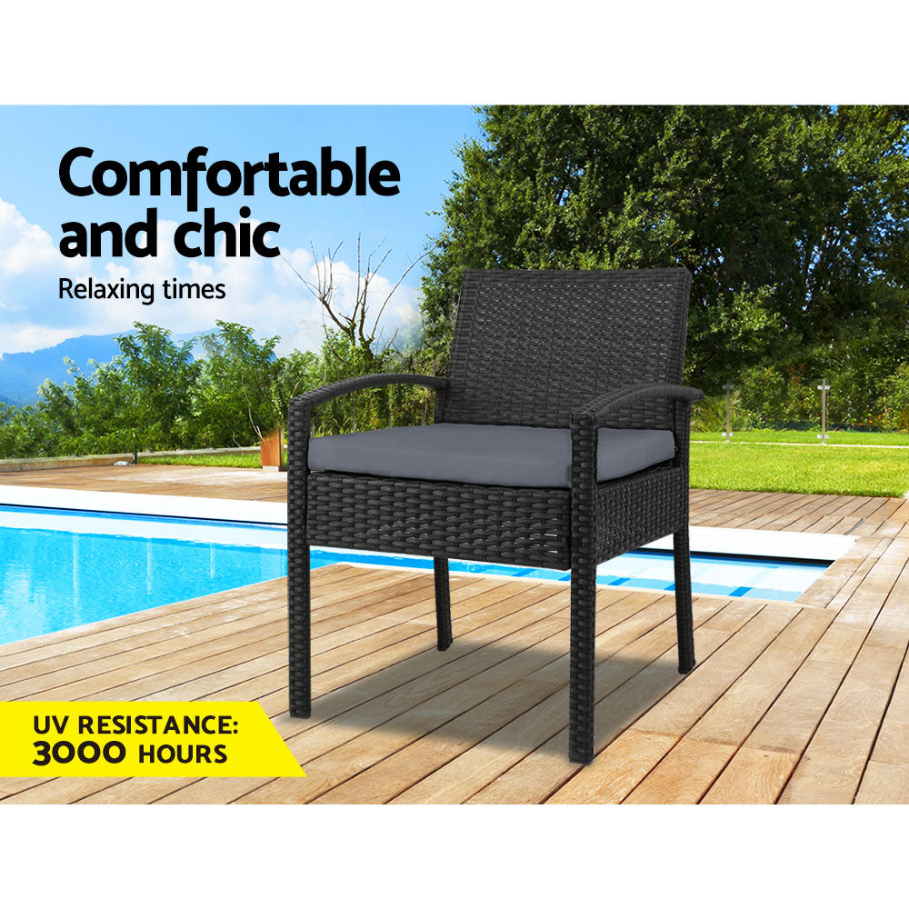 Outdoor Wicker Bistro Chair - Black - Homecoze