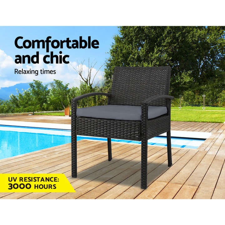 Outdoor Wicker Bistro Chair - Black Homecoze