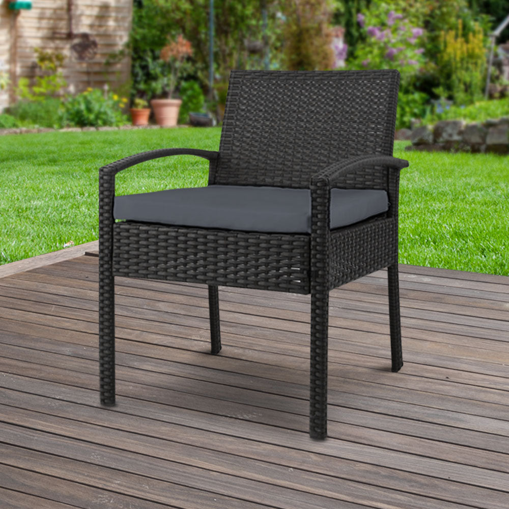 Outdoor Wicker Bistro Chair - Black - Homecoze