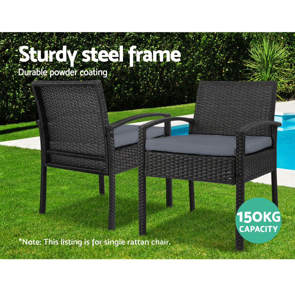 Outdoor Wicker Bistro Chair - Black - Homecoze