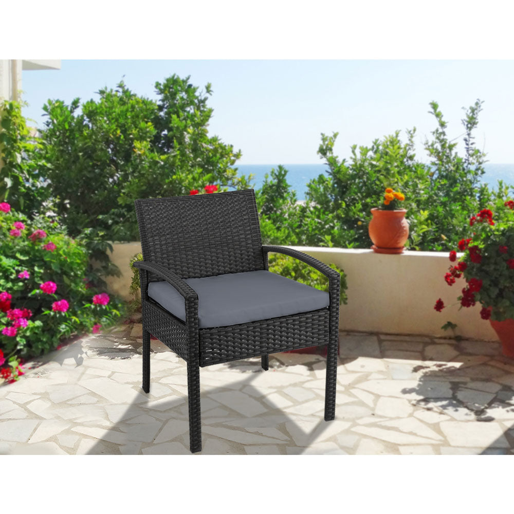 Outdoor Wicker Bistro Chair - Black - Homecoze