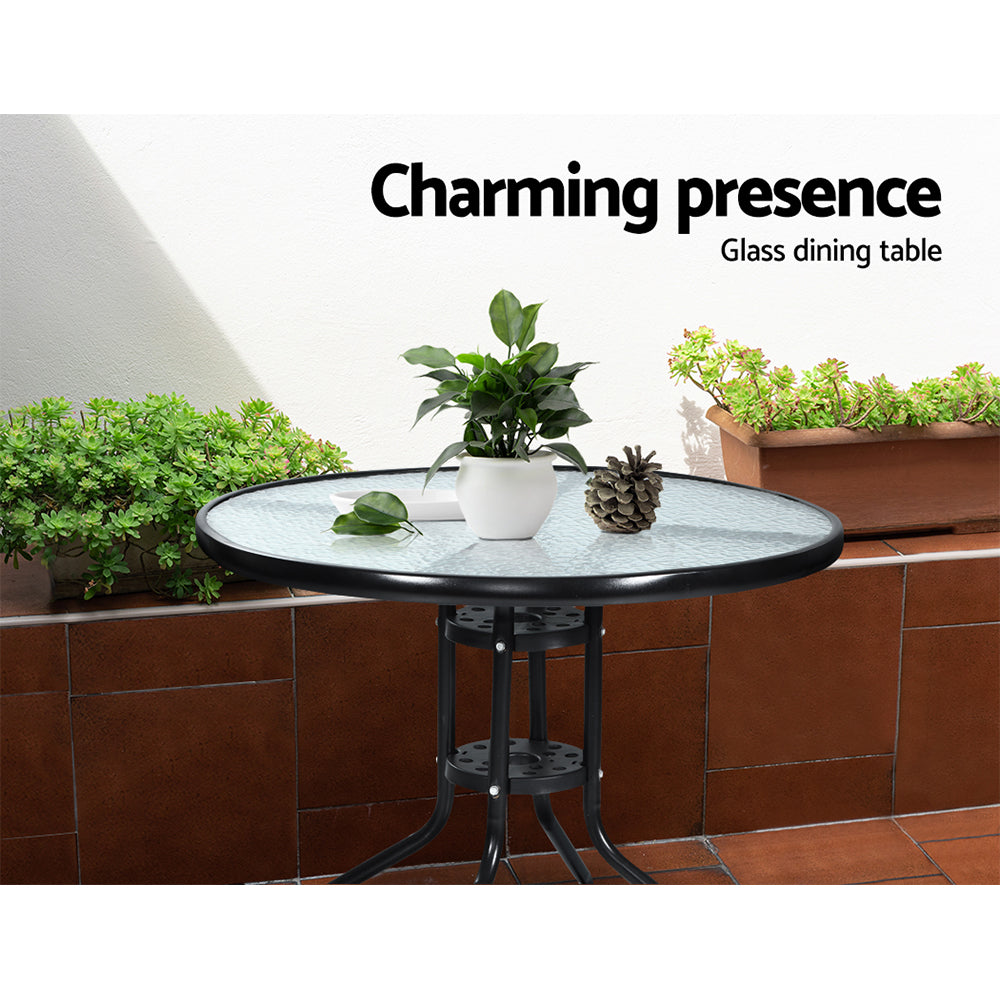 3 Piece Wicker Outdoor Bistro Set - Black - Homecoze