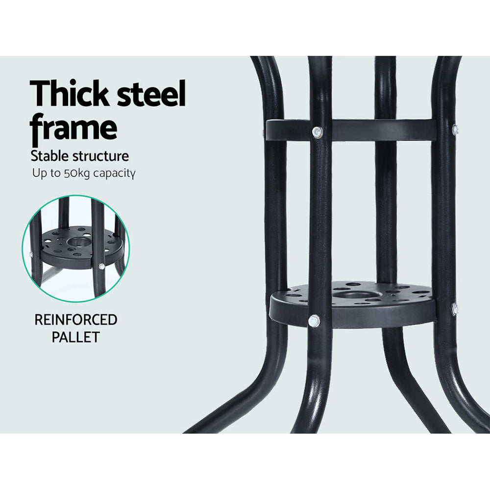 3 Piece Wicker Outdoor Bistro Set - Black - Homecoze
